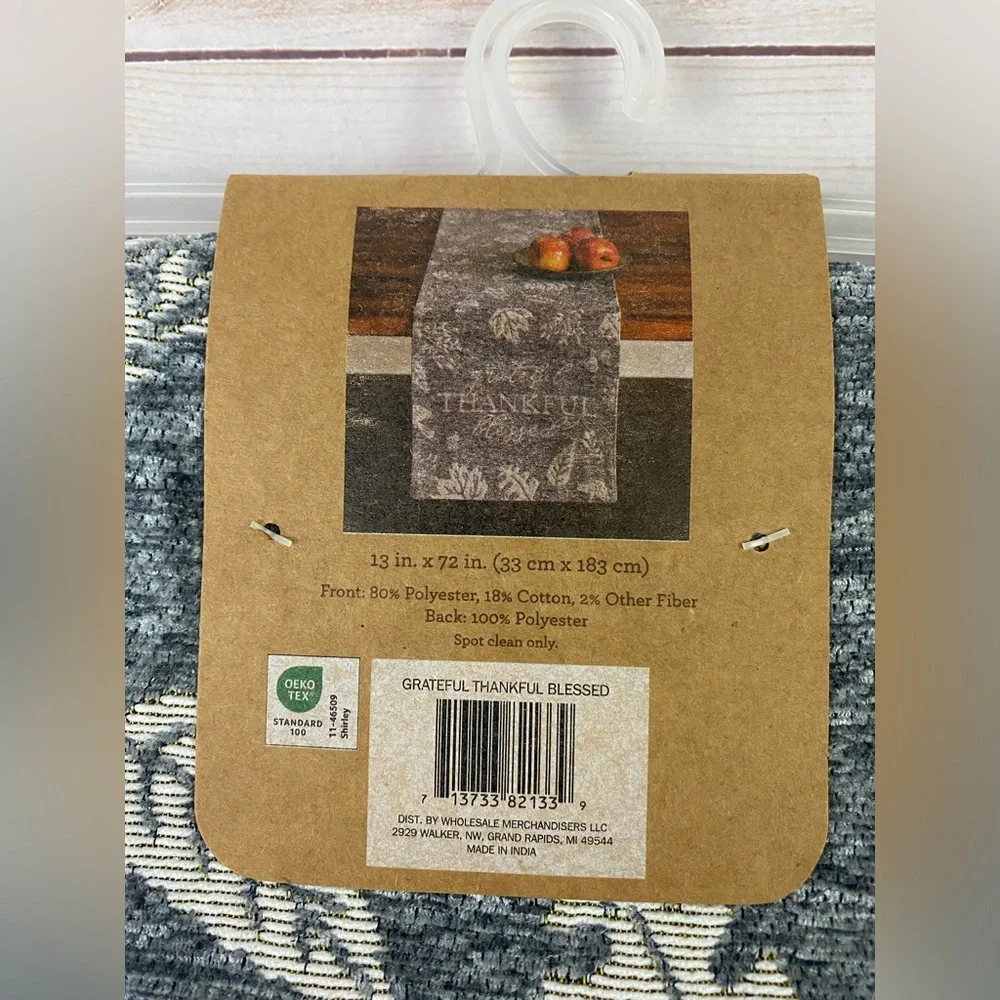 Grateful Thankful Blessed Gray Table Runner 13